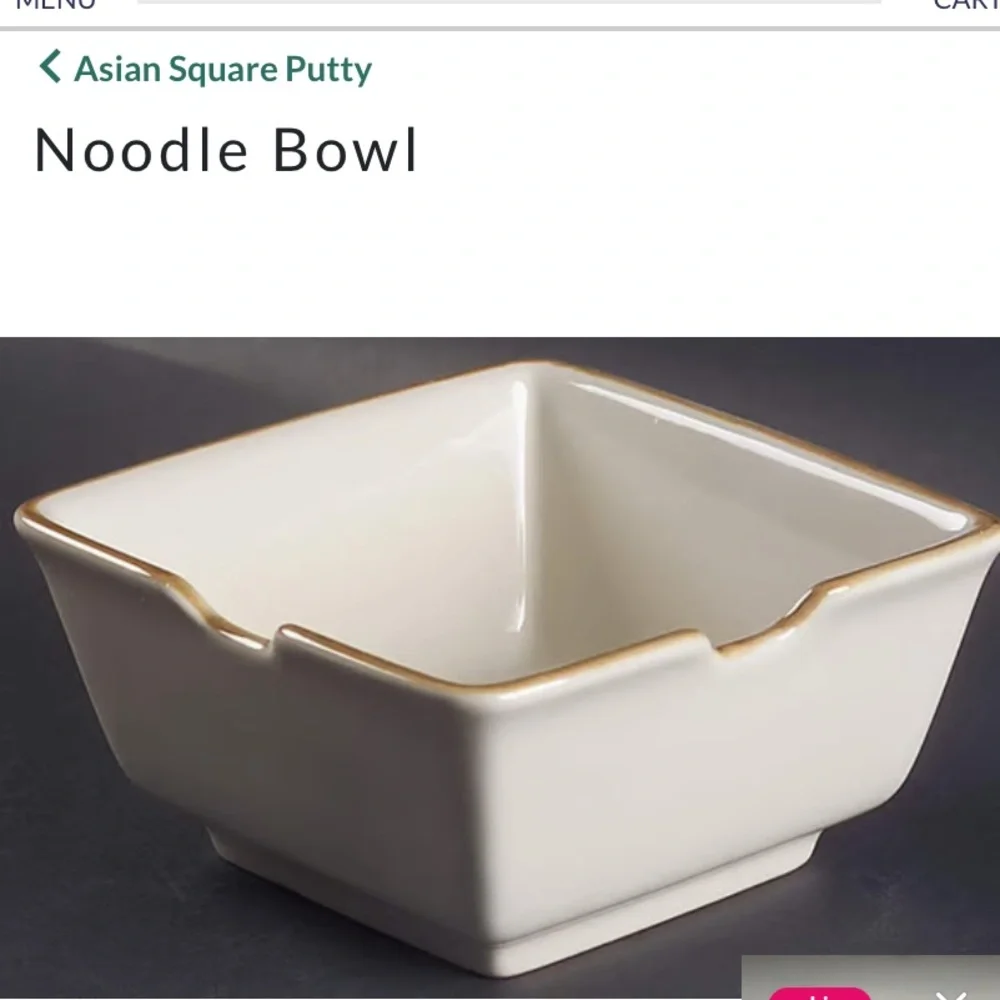 POTTERY BARN ASIAN SQUARE NOODLE BOWL RAMEN BOWL RETIRED DESIGN CHOPSTICK SLOTS